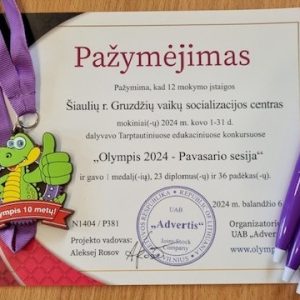 PASIEKTI MOKINIŲ REZULTATAI „OLYMPIS 2024 – PAVASARIO SESIJOJE“ DŽIUGINA IR SKATINA LABIAU DOMĖTIS MOKOMAISIAIS DALYKAIS !!!